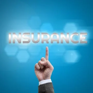 Businessman hand working with modern computer interface as insurance concept Illustrazione stock