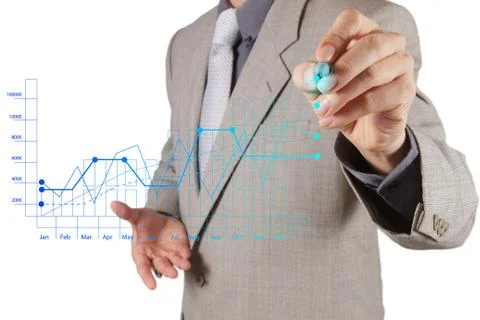 Businessman hand working with new modern computer and business strategy Stock Illustration