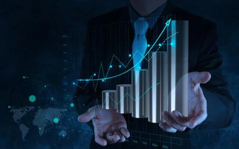 Businessman hand working with virtual chart business on touch screen computer Stock Illustration