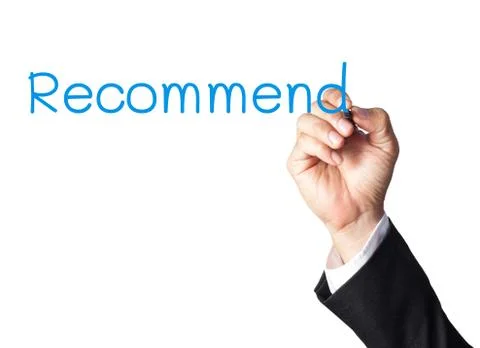 Businessman hand writing recommend on white board Stock Photos