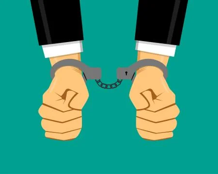 Businessman in handcuffs, vector Stock Illustration