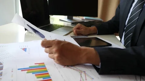 Businessman hands doing analysis planning business project in office. Stock-Footage 81079226