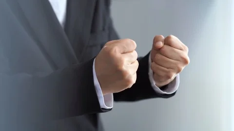 Businessman hands gesture while celebrating company success 库存影片 121298725