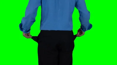Businessman hands holds empty pockets and rotates Video stock 130057281