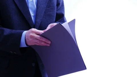 Businessman hands over a folder with papers Stock Footage 71213778