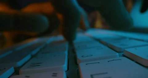 Businessman Hands Typing On Computer Late Night At Work Quantum Computing Stock Footage 122152982