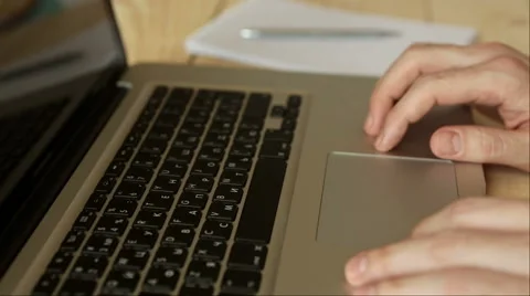 Businessman hands typing on laptop computer Video stock 62853896