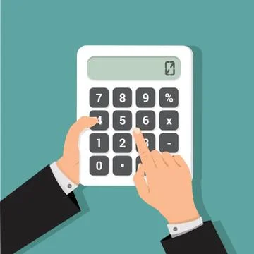 Businessman hands using a calculator Illustrazione stock
