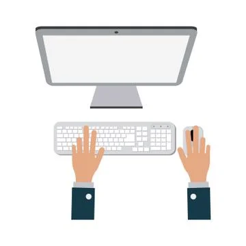 Businessman hands working on computer Stock Illustration
