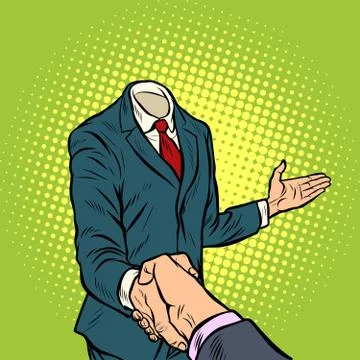 Businessman handshake, a template without a head Stock Illustration