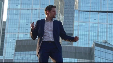 Businessman happy dancing Stock Footage 75398182