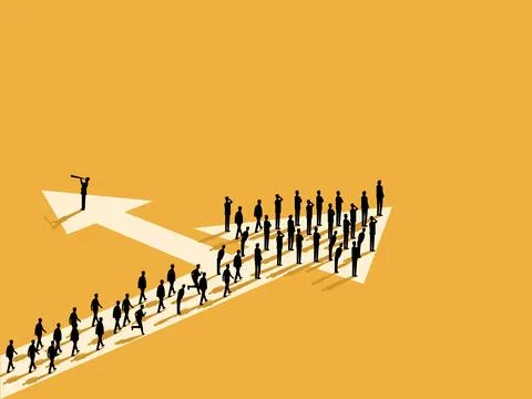 Businessman has a different foresight than the crowd Stock Illustration
