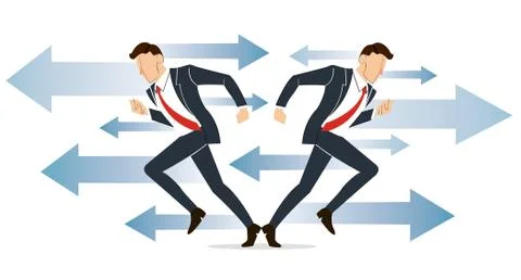 Businessman has to make decision which way to go for his success Stock Illustration