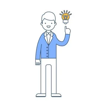 A businessman have got an idea vector illustration, outline style Stock Illustration