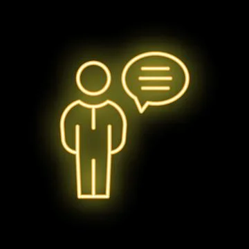 Businessman having conversation with speech bubble neon sign Stock Illustration