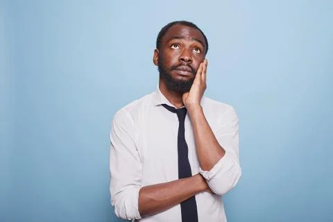 Businessman having deep work thoughts Stock Photos