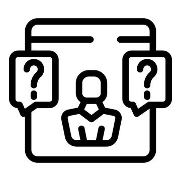 Businessman having doubts while working online using laptop icon Stock Illustration
