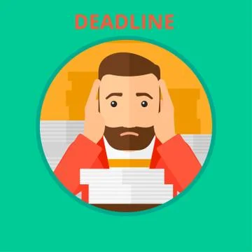Businessman having problem with deadline. Stock Illustration