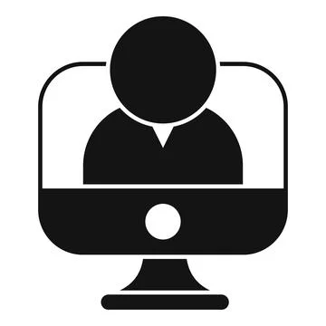 Businessman having video call on computer screen icon イラスト素材