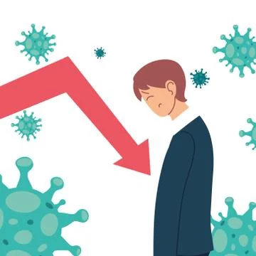 Businessman with headache and decrease arrow vector design 库存插图