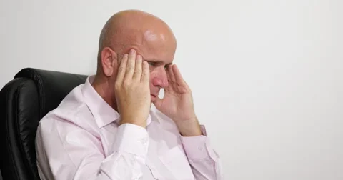 Businessman Headache Problem Tired Man Overworked Overtime Male Manager Stressed Stock Footage 50060860