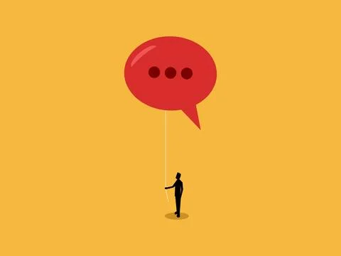 Businessman held up a speech bubble 스톡 일러스트