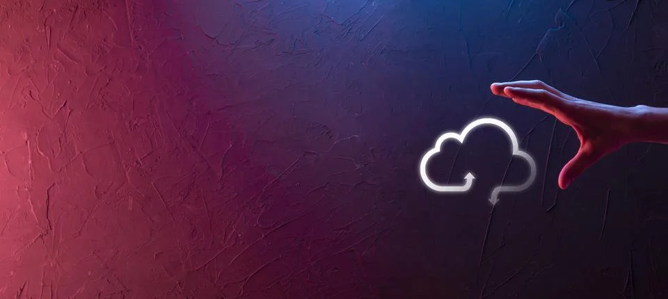 Businessman hold cloud icon.Cloud computing concept - connect smart phone to  Stock Photos