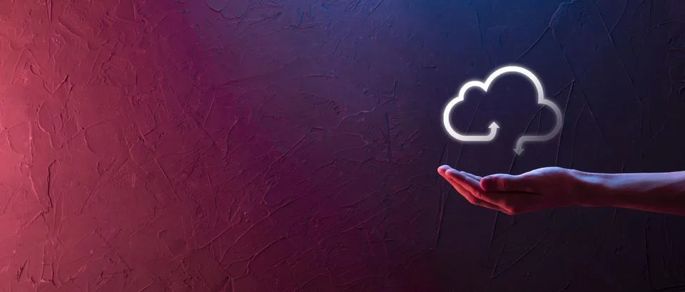 Businessman hold cloud icon.Cloud computing concept - connect smart phone to  Foto stock