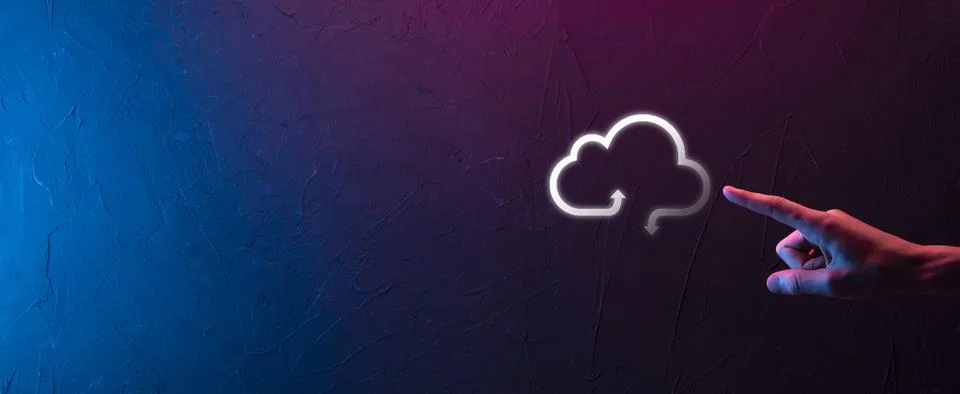 Businessman hold cloud icon.Cloud computing concept - connect smart phone to  Stock Photos