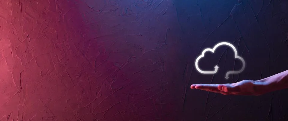 Businessman hold cloud icon.Cloud computing concept - connect smart phone to  Foto stock