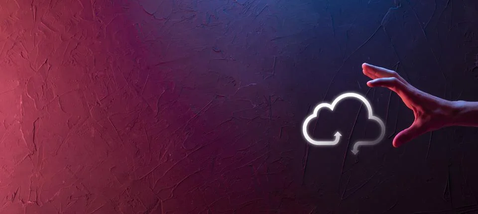 Businessman hold cloud icon.Cloud computing concept - connect smart phone to  Stock Photos