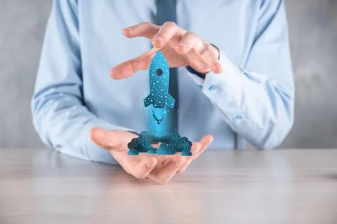 Businessman hold cloud icon.Cloud computing concept - connect smart phone to  Stock Photos