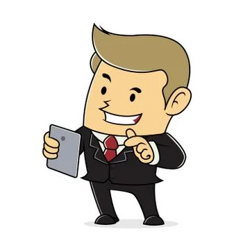 Businessman Hold Computer Tablet Stock Illustration