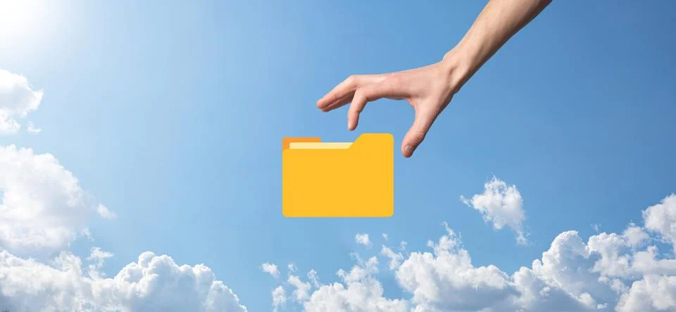 Businessman hold folder icon.Document Management System or DMS setup by IT co 写真素材