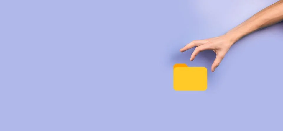 Businessman hold folder icon.Document Management System or DMS setup by IT co 写真素材