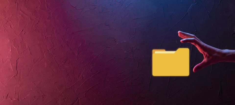 Businessman hold folder icon.Document Management System or DMS setup by IT co 写真素材
