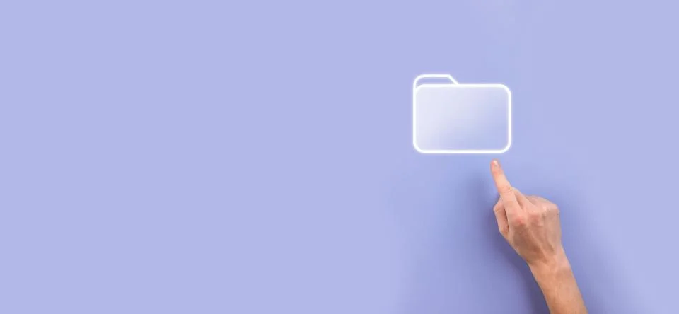 Businessman hold folder icon.Document Management System or DMS setup by IT co 写真素材