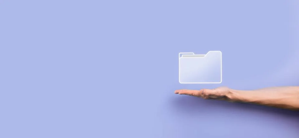 Businessman hold folder icon.Document Management System or DMS setup by IT co Photos