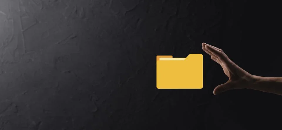 Businessman hold folder icon.Document Management System or DMS setup by IT co 库存照片