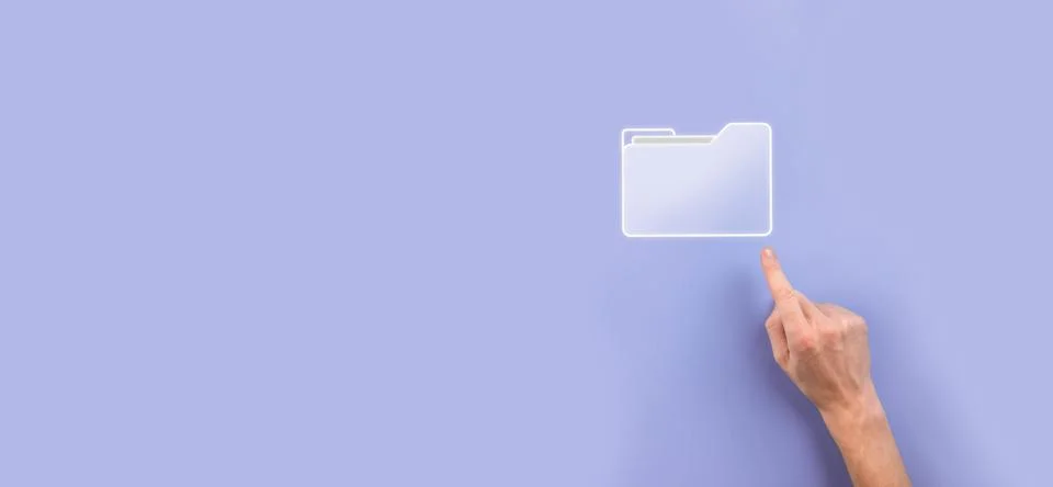 Businessman hold folder icon.Document Management System or DMS setup by IT co 写真素材