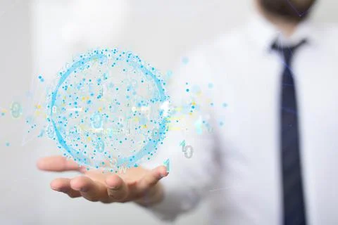 Businessman holding a big data cloud Stock Photos