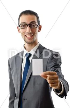 Businessman holding blank message Stock Photos