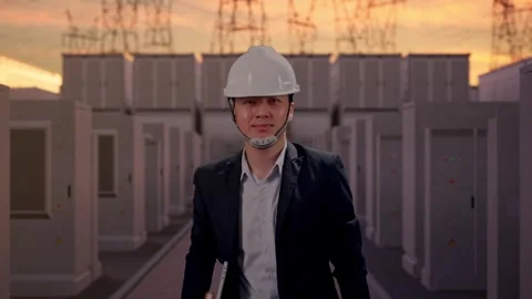 Businessman Holding Computer While Walking with Electrical Energy Stock Footage 331289585