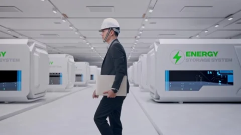Businessman Holding Computer While Walking at Power Plant Stock Footage 333768923