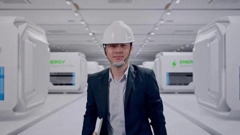 Businessman Holding Computer While Walking at Power Plant Stock Footage 333769239