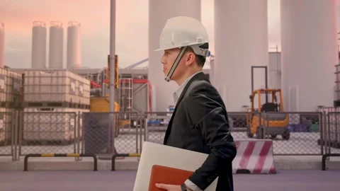 Businessman Holding Computer While Walking at Storage Facility Stock Footage 335074956