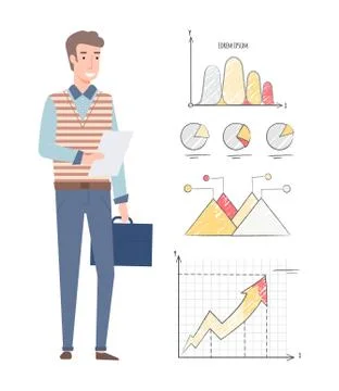 Businessman Holding Document for Presentation 스톡 일러스트