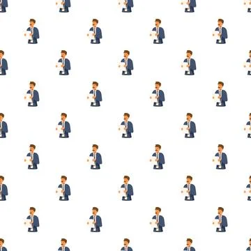 Businessman holding document repeating pattern on white background Illustrazione stock