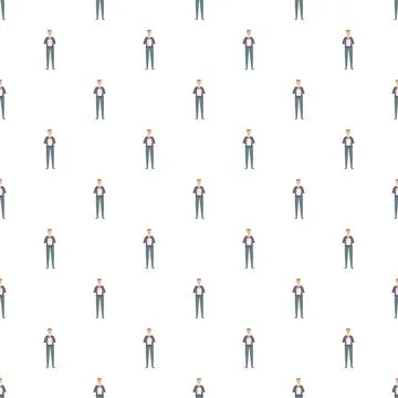 Businessman holding document seamless repeating pattern background Stock Illustration
