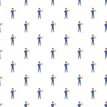 Businessman holding document seamless vector pattern background Stock Illustration